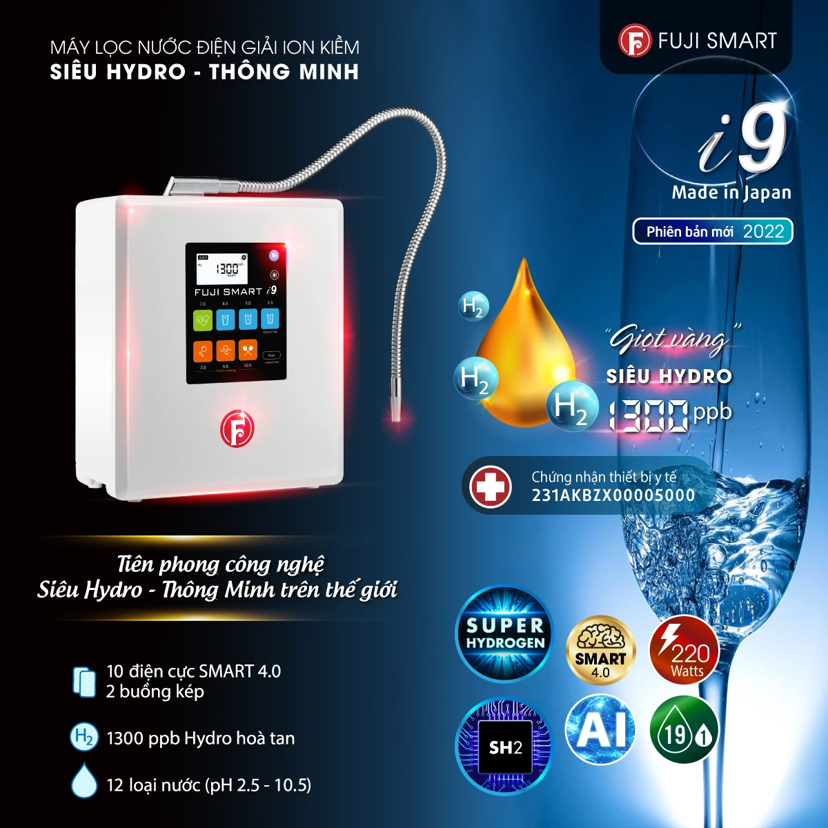 Máy lọc nước ion kiềm FUJI SMART i9 - Ảnh 3