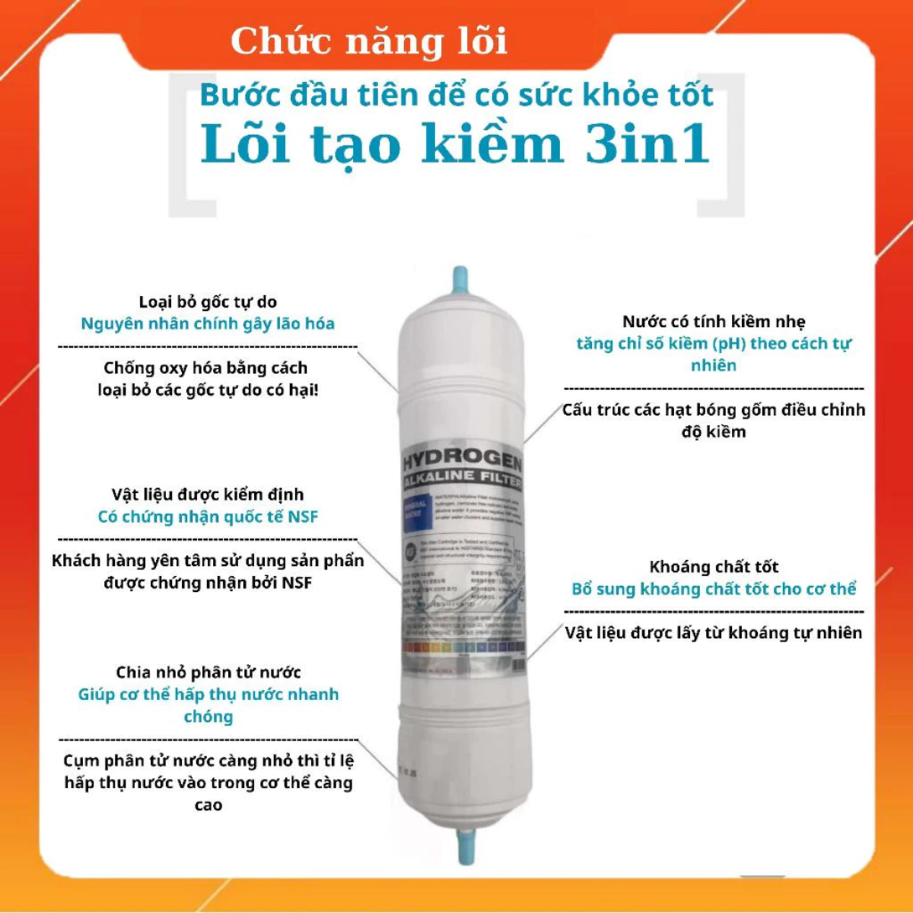 Lõi tạo nước ion kiềm Alkaline Hydrogen nhập khẩu nguyên chiếc Hàn Quốc - Ảnh 3