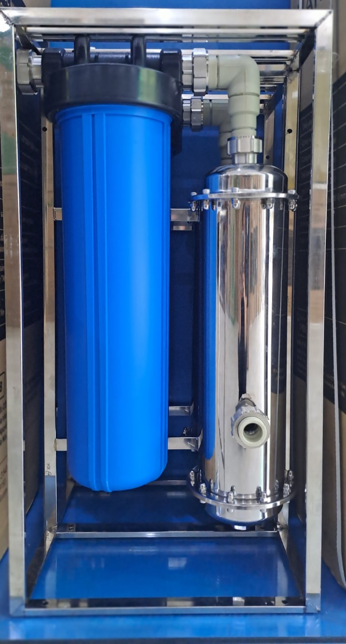 Màng siêu lọc UF Inox + lõi lọc bông béo + giá inox - Ảnh 2